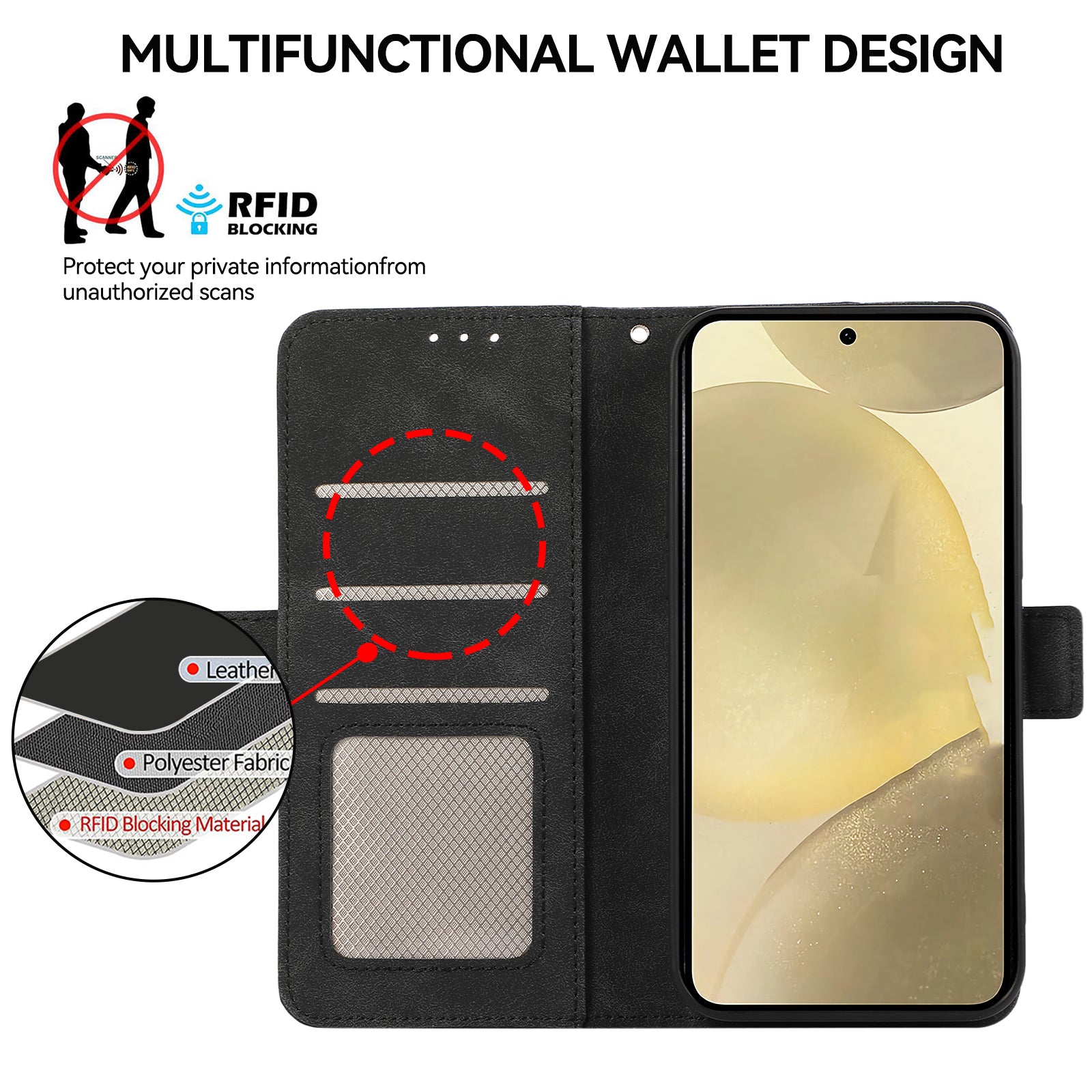 ABEEL For Samsung Galaxy S23+ Leather Case RFID Blocking Wallet Phone Cover Side Magnetic Clasp ABEEL For Samsung Galaxy S23+ Leather Case RFID Blocking Wallet Phone Cover Side Magnetic Clasp